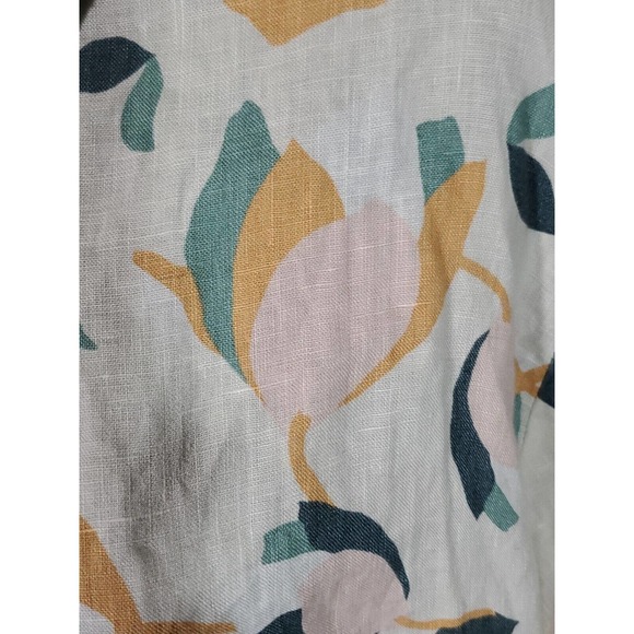 Rachel Zoe Large Button Down Multicolored Linen Shirt Tulip Print Shirt Dress - Picture 7 of 11